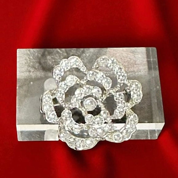 Napier CZ Necklace, With Stretchy CZ Wrist Bracelet & Vintage CZ Brooch-3 Pieces - Picture 11 of 14